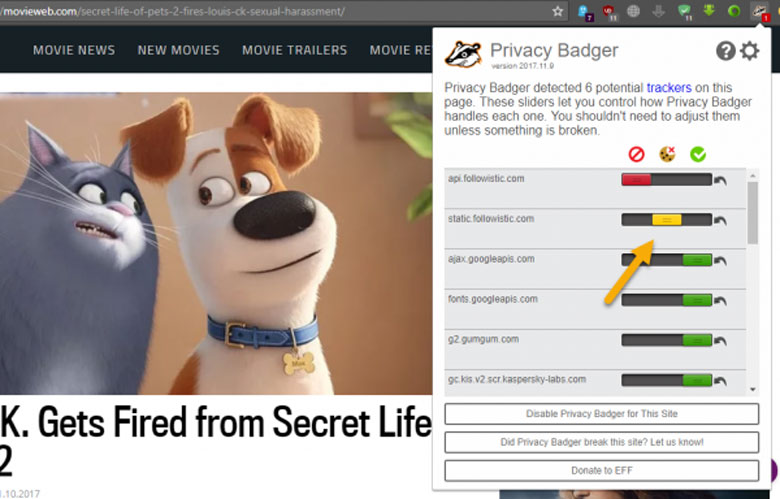 Privacy Badger phần mềm chặn quảng cáo google Chrome